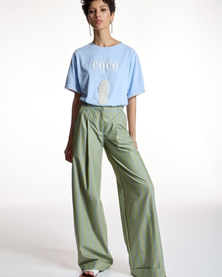 ALBA CONDE Pantalón Verde de Rayas - Imagen 2