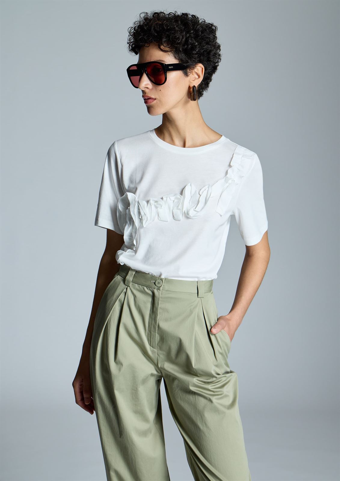 ALBA CONDE Pantalón Verde Pinzas - Imagen 1