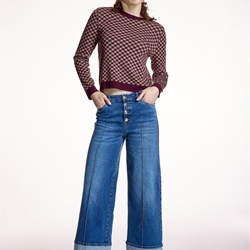 ALBA CONDE Sweter Cuadros Burdeos - Imagen 1