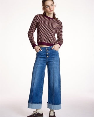 ALBA CONDE Sweter Cuadros Burdeos - Imagen 1