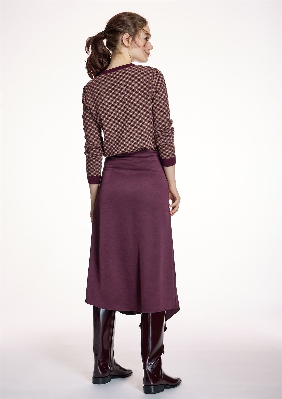 ALBA CONDE Sweter Cuadros Burdeos - Imagen 3