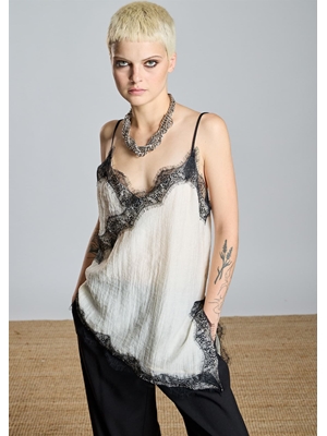 ALBA CONDE Top Lencero Crudo - Imagen 1