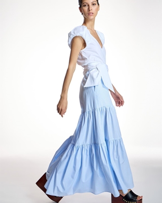 ALBA CONDE Top Popelín Manga Abullonada - Imagen 2