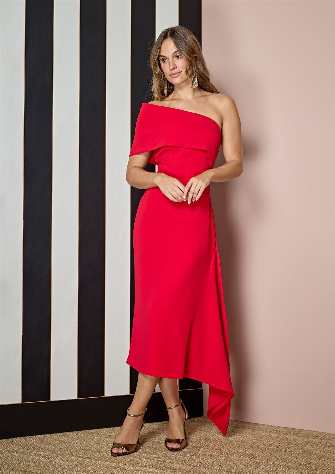 ALBA CONDE Vestido Asimétrico Rojo - Imagen 3