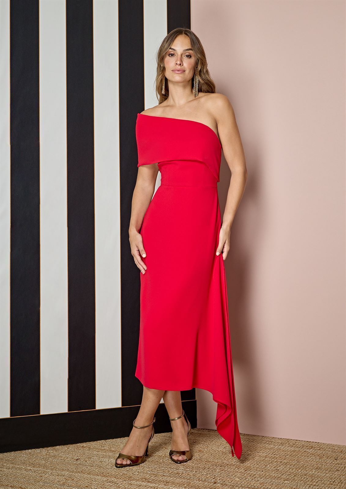 ALBA CONDE Vestido Asimétrico Rojo - Imagen 5