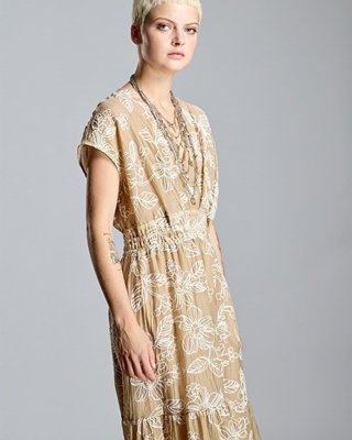 ALBA CONDE Vestido Camel Bordado - Imagen 1