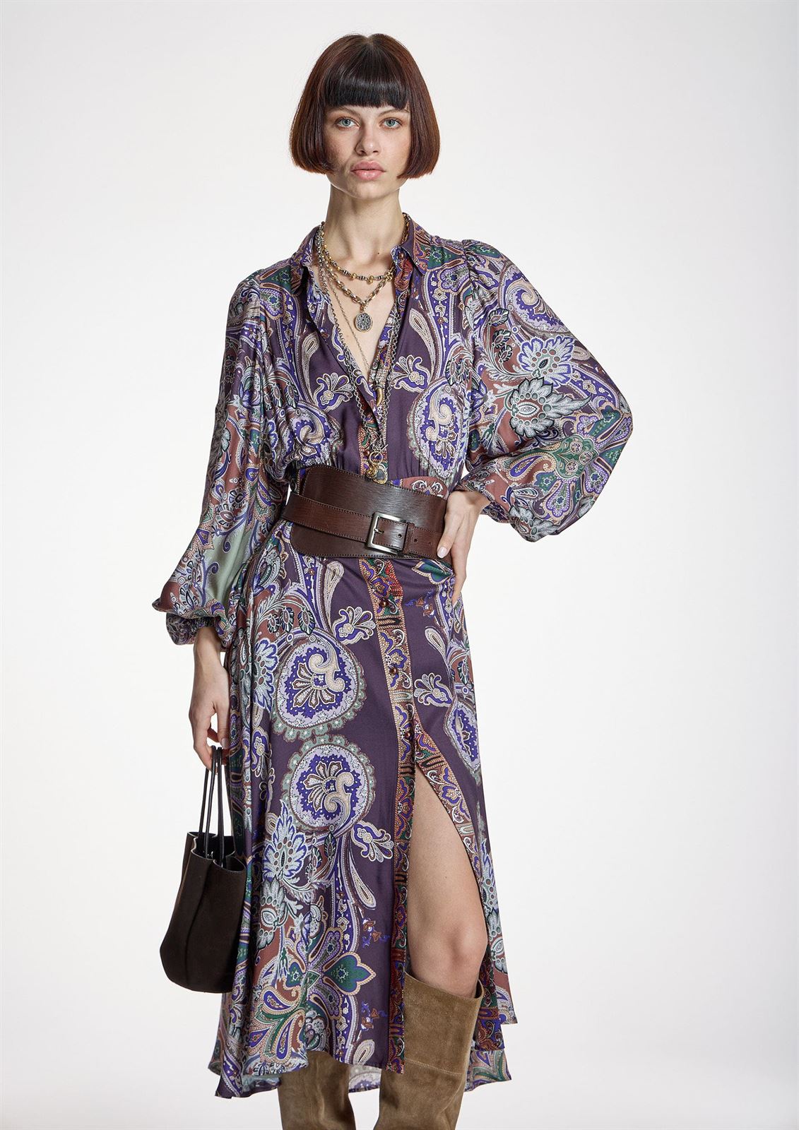 ALBA CONDE Vestido Camisero Estampado Cachemire - Imagen 4