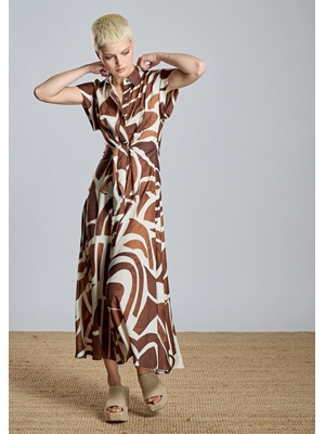 ALBA CONDE Vestido Camisero Estampado Marrón - Imagen 1