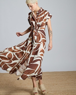 ALBA CONDE Vestido Camisero Estampado Marrón - Imagen 2