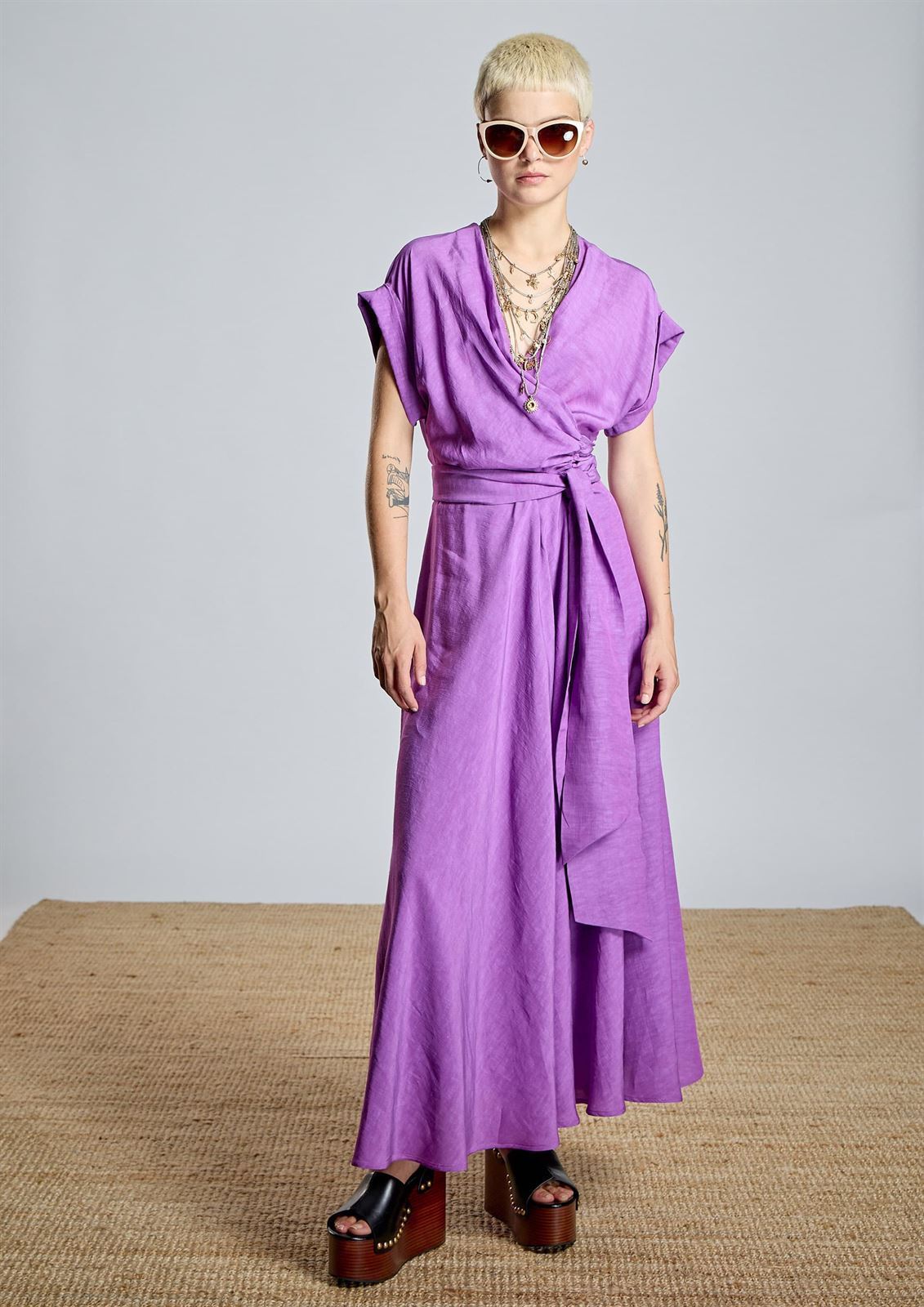 ALBA CONDE Vestido Cruzado Lila - Imagen 2