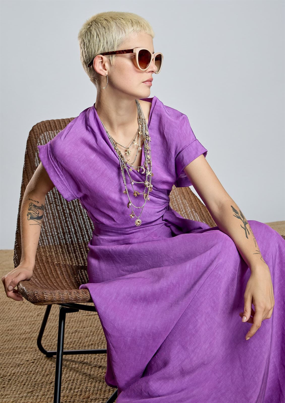 ALBA CONDE Vestido Cruzado Lila - Imagen 5