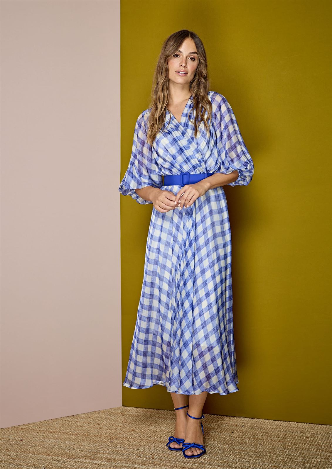ALBA CONDE Vestido Cuadros Azul - Imagen 1