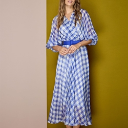 ALBA CONDE Vestido Cuadros Azul - Imagen 1