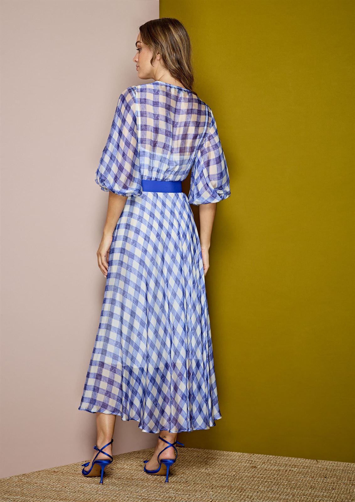 ALBA CONDE Vestido Cuadros Azul - Imagen 2