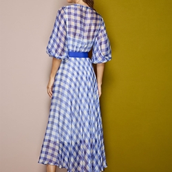 ALBA CONDE Vestido Cuadros Azul - Imagen 2