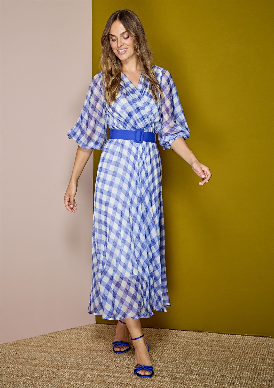 ALBA CONDE Vestido Cuadros Azul - Imagen 3