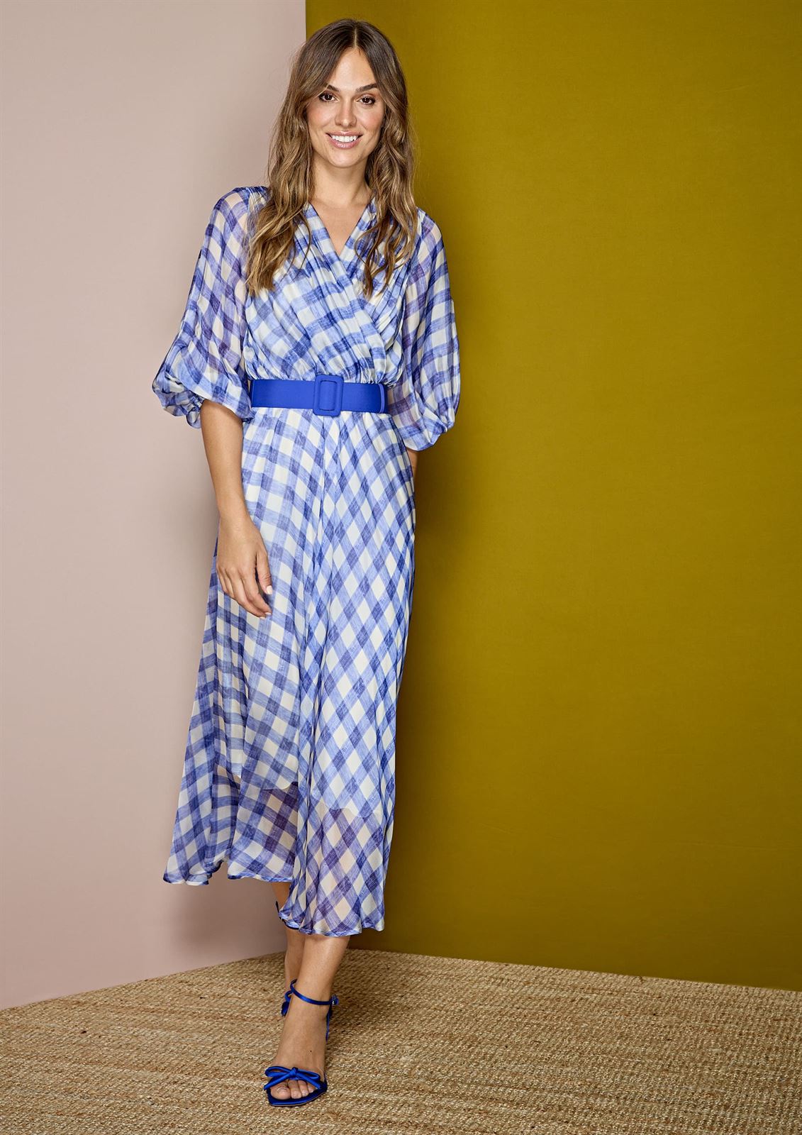 ALBA CONDE Vestido Cuadros Azul - Imagen 5