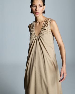 ALBA CONDE Vestido Midi Camel - Imagen 1