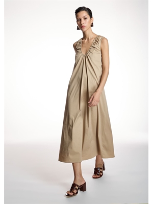ALBA CONDE Vestido Midi Camel - Imagen 2