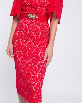 ALBA CONDE Vestido Midi Crochet Rojo - Imagen 2