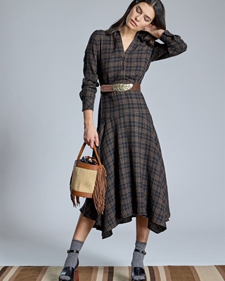 ALBA CONDE Vestido Midi de Cuadros - Imagen 1
