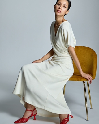 ALBA CONDE Vestido Midi Punto Azul - Imagen 1