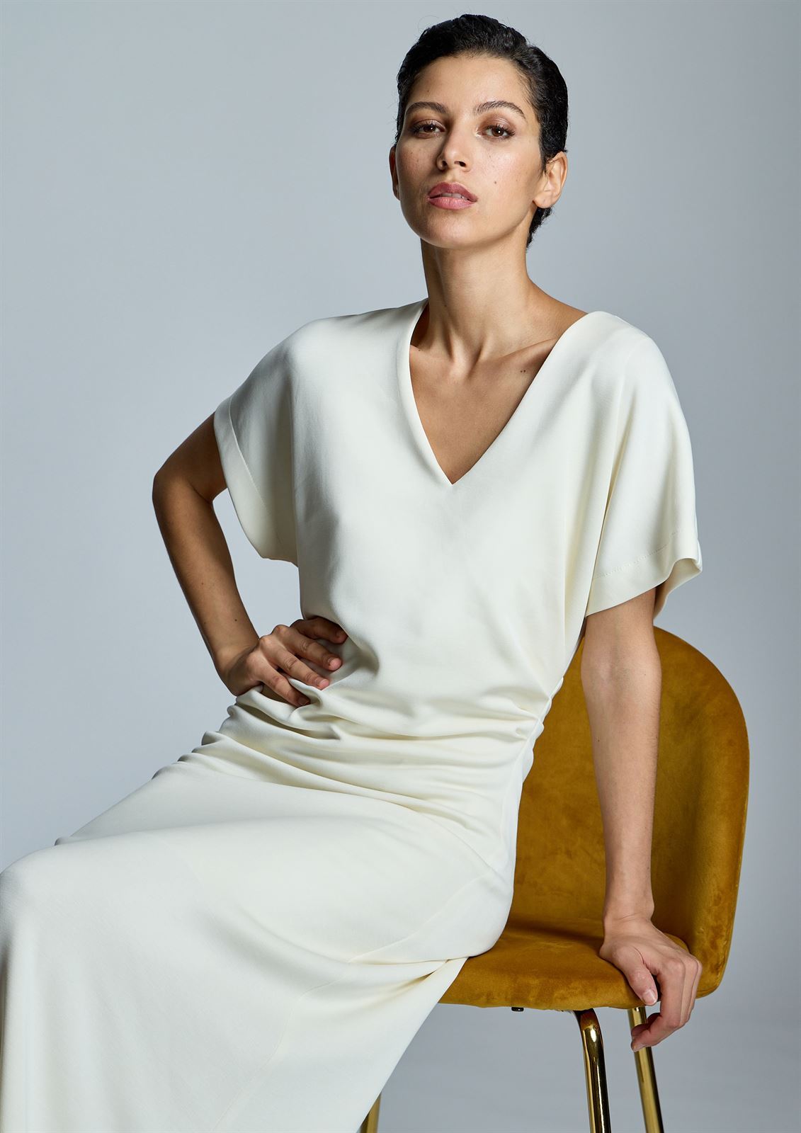 ALBA CONDE Vestido Midi Punto Azul - Imagen 2