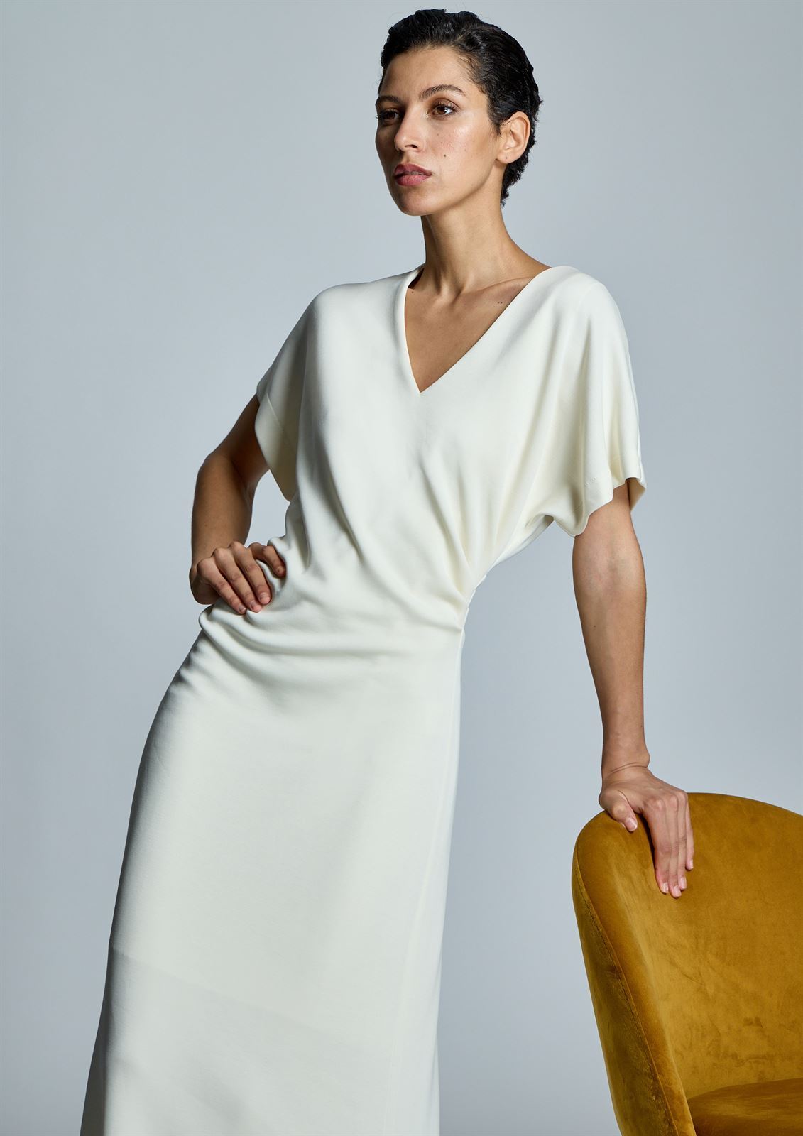 ALBA CONDE Vestido Midi Punto Azul - Imagen 3