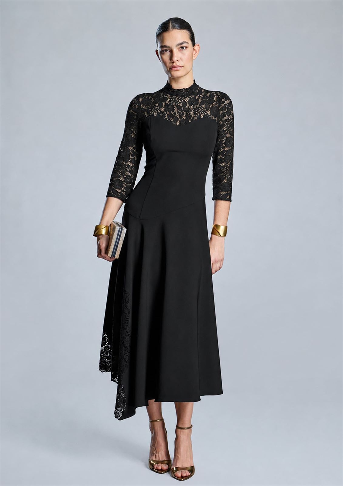 ALBA CONDE Vestido Negro con Puntilla - Imagen 1