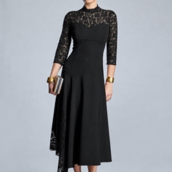 ALBA CONDE Vestido Negro con Puntilla - Imagen 1