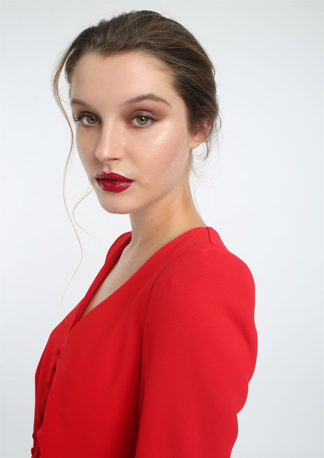 ALBA CONDE Vestido Rojo Botones - Imagen 2