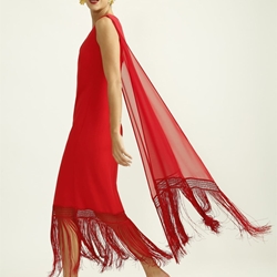 ALBA CONDE Vestido Rojo con Flecos en el Bajo - Imagen 2