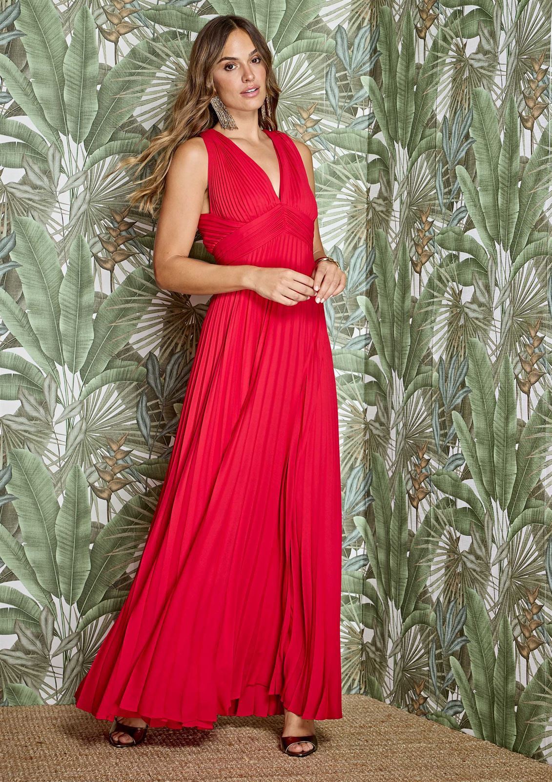 ALBA CONDE Vestido Rojo Plisado - Imagen 1