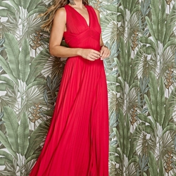 ALBA CONDE Vestido Rojo Plisado - Imagen 1
