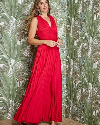 ALBA CONDE Vestido Rojo Plisado - Imagen 1