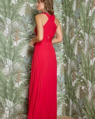 ALBA CONDE Vestido Rojo Plisado - Imagen 2