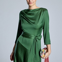 ALBA CONDE Vestido Verde Satinado - Imagen 1