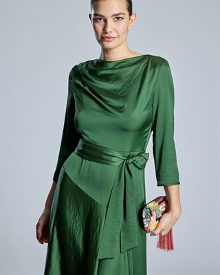 ALBA CONDE Vestido Verde Satinado - Imagen 1