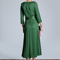 ALBA CONDE Vestido Verde Satinado - Imagen 2