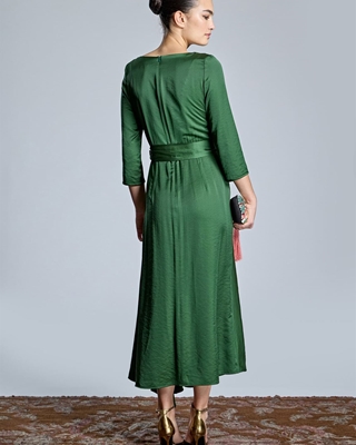 ALBA CONDE Vestido Verde Satinado - Imagen 2