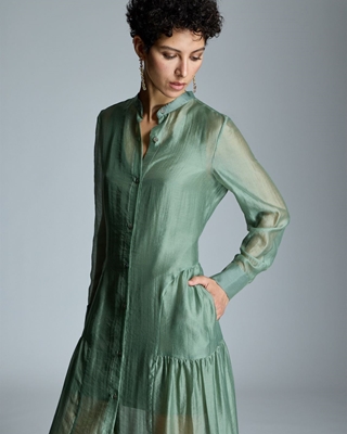 ALBA CONDE Vestido Verde Semitransparente - Imagen 2