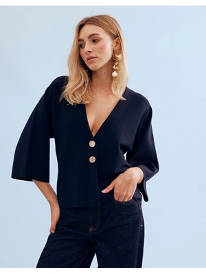 LEO & HUGO Top Escote V Marino - Imagen 1