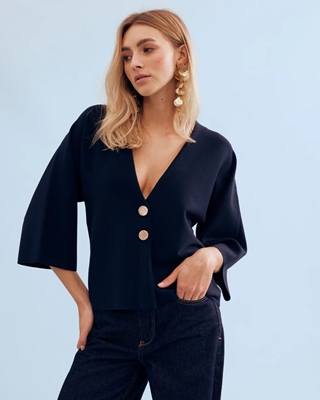 LEO & HUGO Top Escote V Marino - Imagen 1