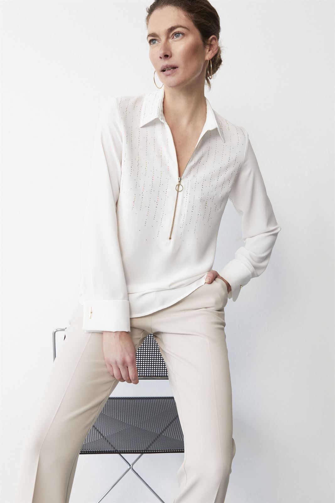 LUIS CIVIT Blusa Blanca Brillos - Imagen 1