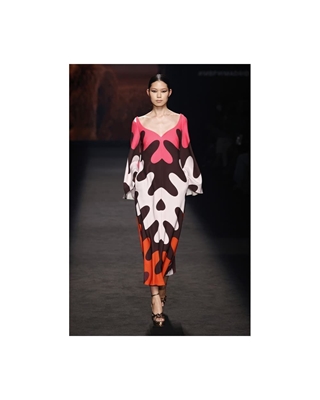 PERTEGAZ Vestido Crepe Dibujo Ondulaciones - Imagen 1